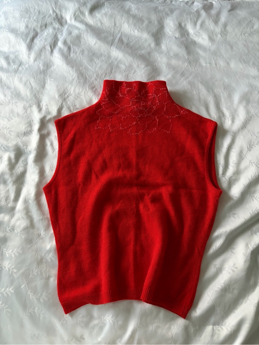 Versace Sleeveless Red Turtleneck Knit Top